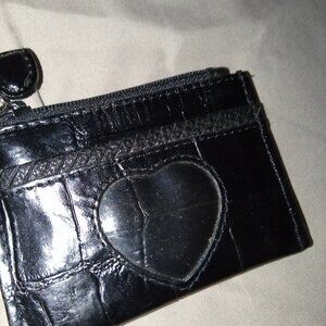 Brighton Black Leather Mini Zipper Wallet Pouch 3” x 4” LIKE NEW CONDITION